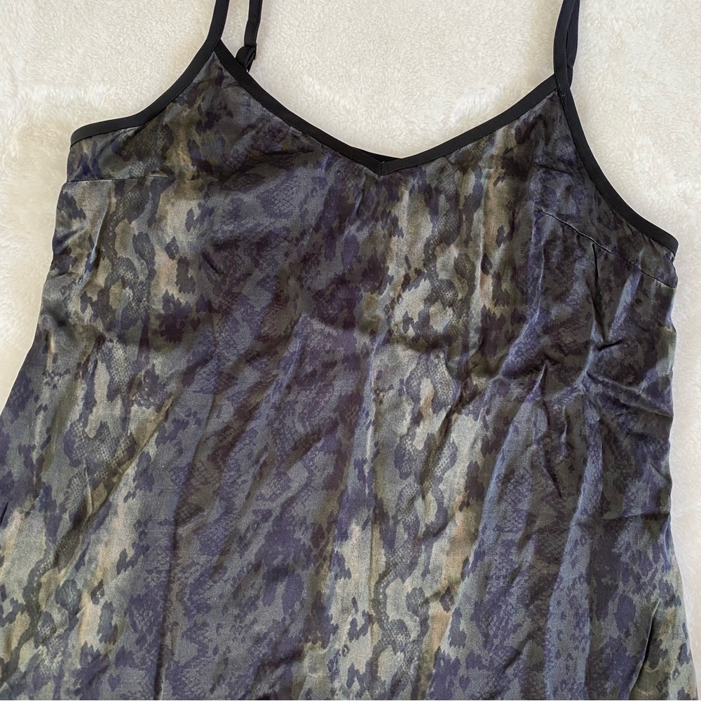 ALLSAINTS army olive green print tank top cami w/ black spaghetti straps XS - S - Picture 2 of 7